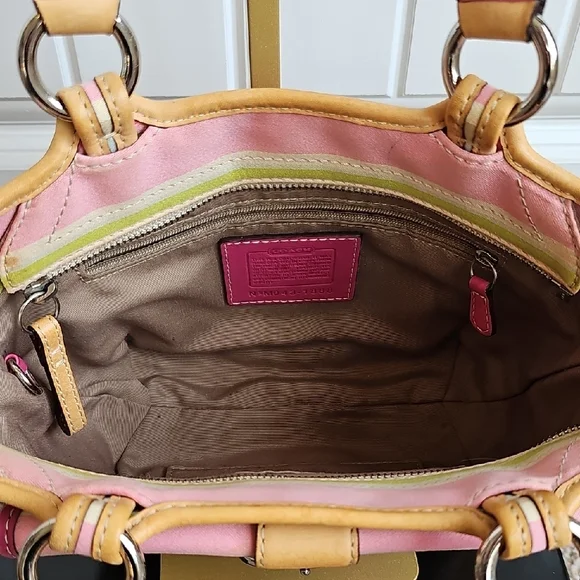 Vintage Coach Hampton Pastel Stripes Small Tote Bag #1888 Pink GUC - Picture 9 of 15
